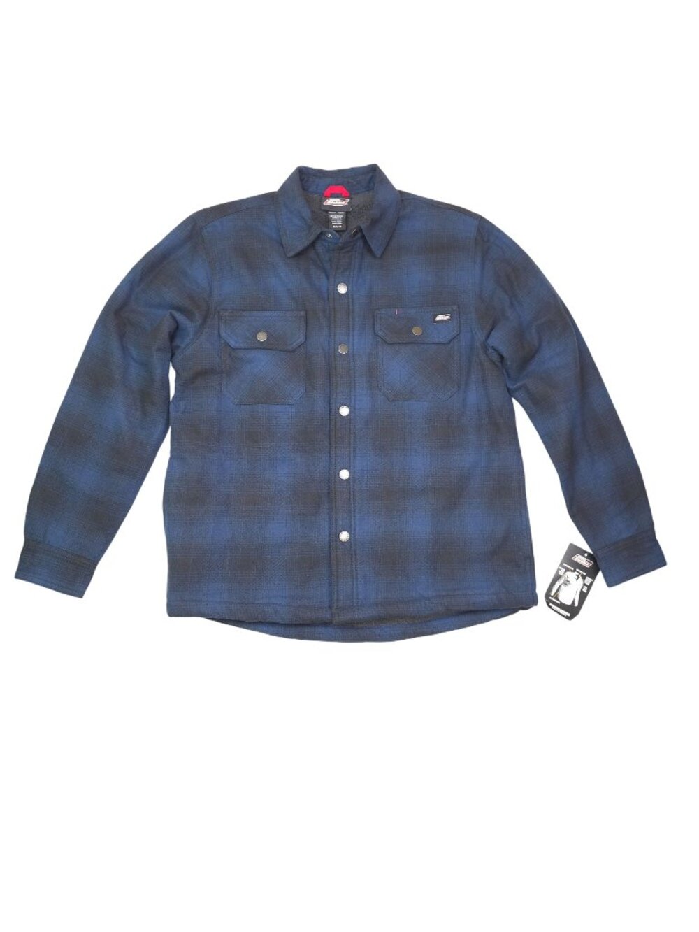 Dickies Mens M Sherpa Lined Plaid Flannel Shirt Jacket Shacket Heavyweight Blue